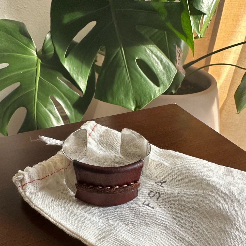 FSA Sterling Silver and Leather Cuff/Bracelet